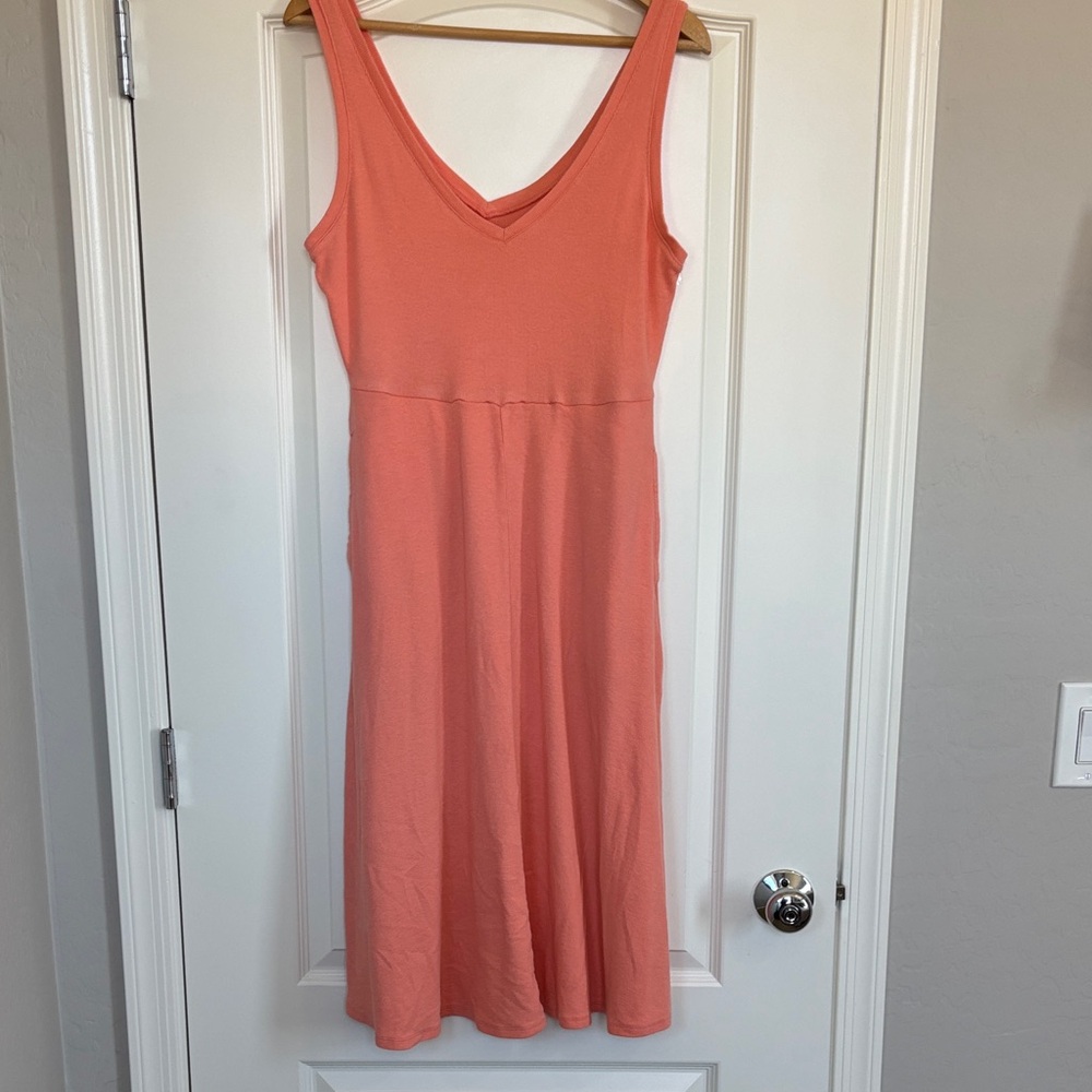 a new day Coral V-Neck Sleeveless Midi Dress